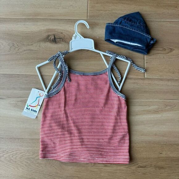 Vintage B.T. Kids 90s Girls Red White Blue Tank Top w/Matching Hat NWT Size 5 - Picture 3 of 5